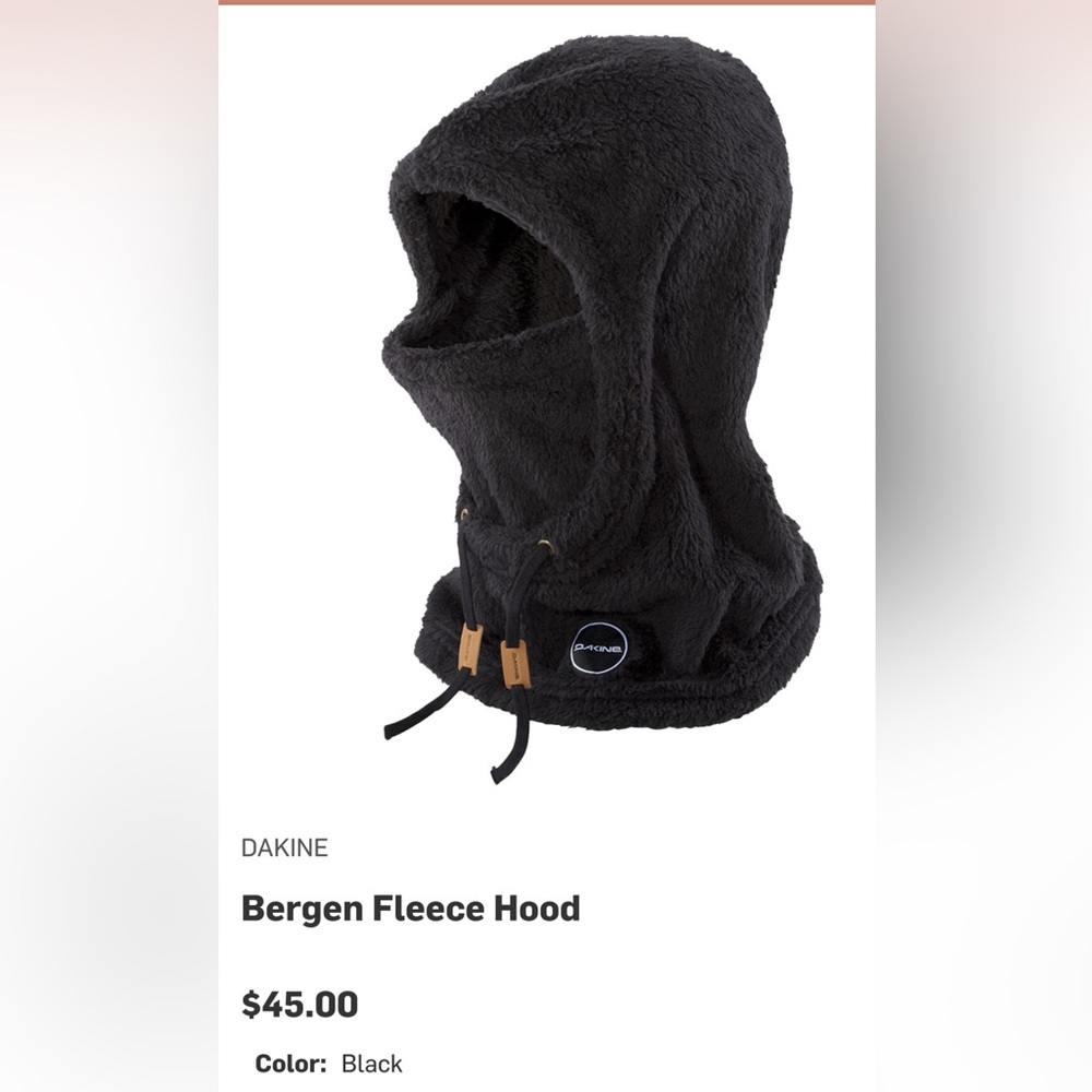 Dakine Bergen Fleece Hood in Black, one size fits all.